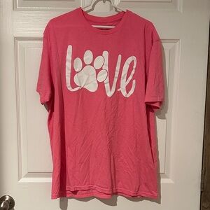 Women's Pink Love Paw Print Tee